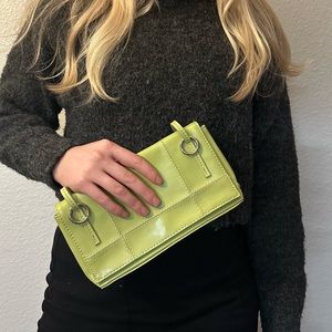 Green Nine West clutch, very organized clutch